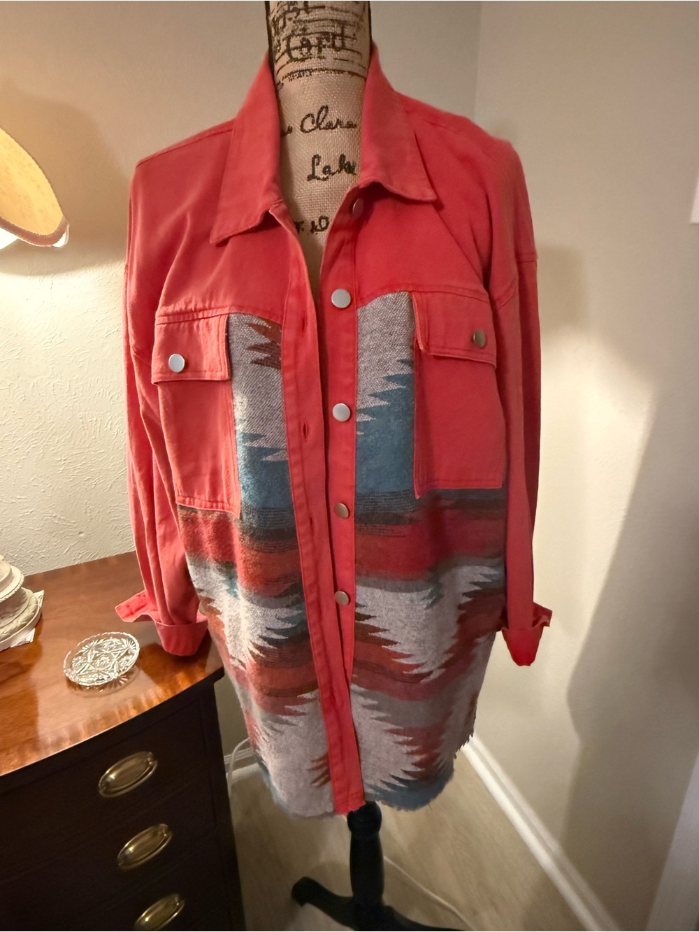 Women's Coral Southwestern Button-Front Shacket - NWT never worn.